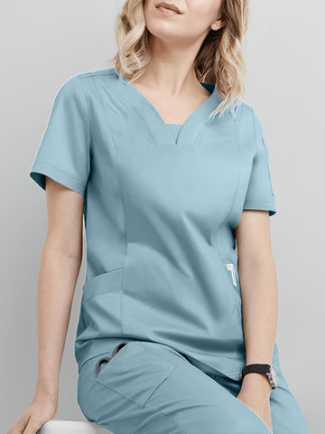 SAASHI Nurse Lake Blue Workwear Set - Crew Neck Scrub Top & Pants