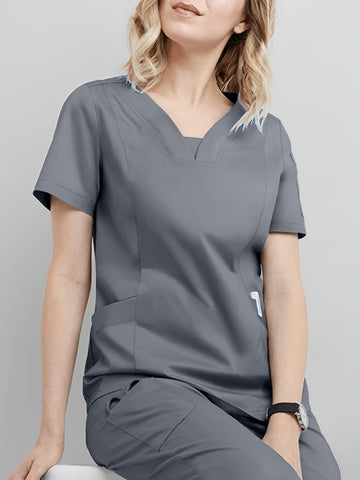 SAASHI Grey Nurse Workwear Set - Crew Neck Scrub Top & Pants