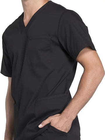 SAASHI Men's Black Solid V-neck Nursing Workwear T-shirt for Work Day