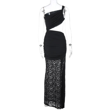 Saashi Ladies Summer Two-Piece Set with Sleeveless Backless Crop Top and Side Slit Long Skirt