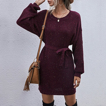 Saashi Solid Color A-Line Midi Dress for Women Casual Loose Fit Elegant Vintage Style