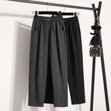 Saashi Plus Size Women’s High-Waisted Wide Leg Trousers – Versatile Straight Leg Suit Pants for Spring and Autumn