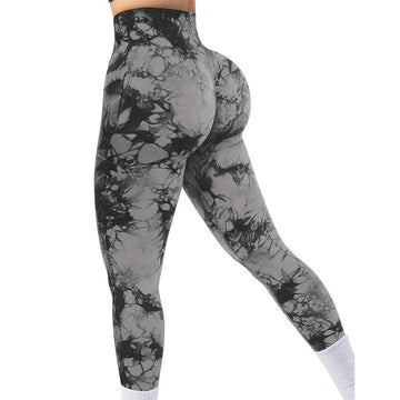 Saashi Women's Tie-Dye Seamless Yoga Pants, High-Waist and Peach Butt Fitness Leggings