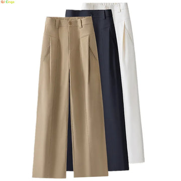 Saashi 6XL Plus Size Women’s High-Waisted Office Pants Loose Straight Stretch Bell-Bottom Flared Trousers