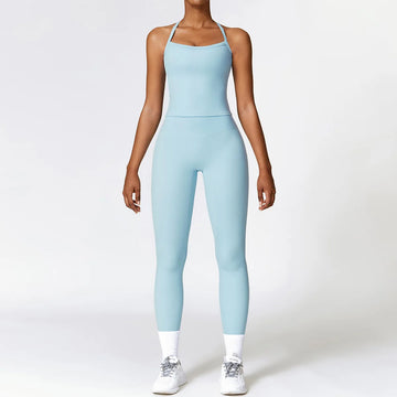 Saashi 2-Piece Seamless Yoga Set with Sports Bra and Leggings for Women’s Fitness Workouts