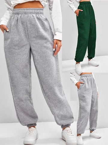 Saashi High Waist Sweatpants for Women Stretchy Soft Everyday Pants with Elastic Waistband