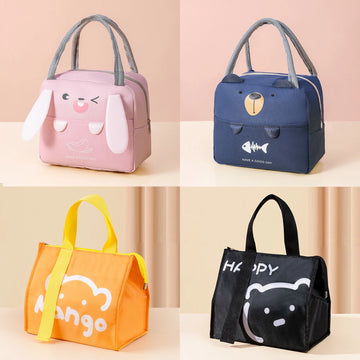 Saashi Back to School Cartoon Cute Pattern Portable Insulated Cooler Lunch Bag