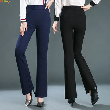Saashi Women’s Elastic Waist Slim Flare Pants – Fashionable Trousers in Multiple Colors and Sizes S-10XL
