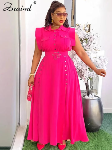 Saashi Summer Two-Piece Set with Sleeveless Top and Split Cargo Long Skirt for Women