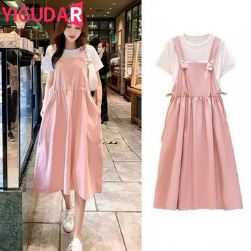Saashi Loose Maternity Dress for Pregnant Women Summer Long Casual Photography Skirts