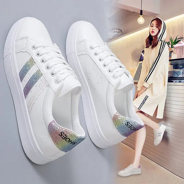 Saashi Women's High-Quality Lace-Up Sneakers, a Flat Casual Shoe for Walking
