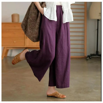 Saashi Streetwear Cotton Linen Wide Leg Pants for Women – Casual Joggers and Elegant Comfortable Trousers
