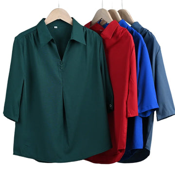 Saashi Elegant Mid-Aged Women’s Casual Loose Half Sleeve T-Shirt