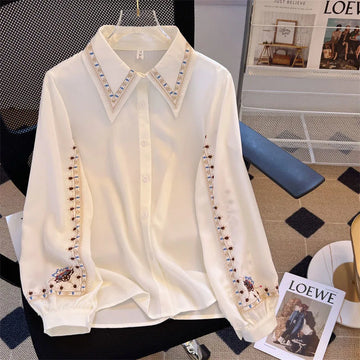 Saashi Elegant Embroidered Blouse, High Quality Chiffon Work Shirt for Women