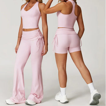 Saashi Women’s Tracksuit Yoga Set 2-Piece Workout Outfit with High Waist Leggings and Sports Bra