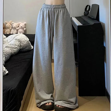 Saashi Harajuku Wide Leg Sweatpants for Women Elastic Waist Casual Oversized Streetwear Pants