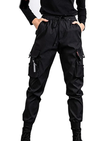Saashi Black Slim Fit Work Pants for Women Elastic Ankle-Length Versatile Office Casual Trousers