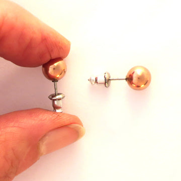 Saashi Copper Stud Earrings Set - 2 Pairs, 7mm Round Ball Studs