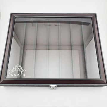Solid Wood Display Case for Knife Collectors – Glass Top, Lockable Drawers, Walnut Finish