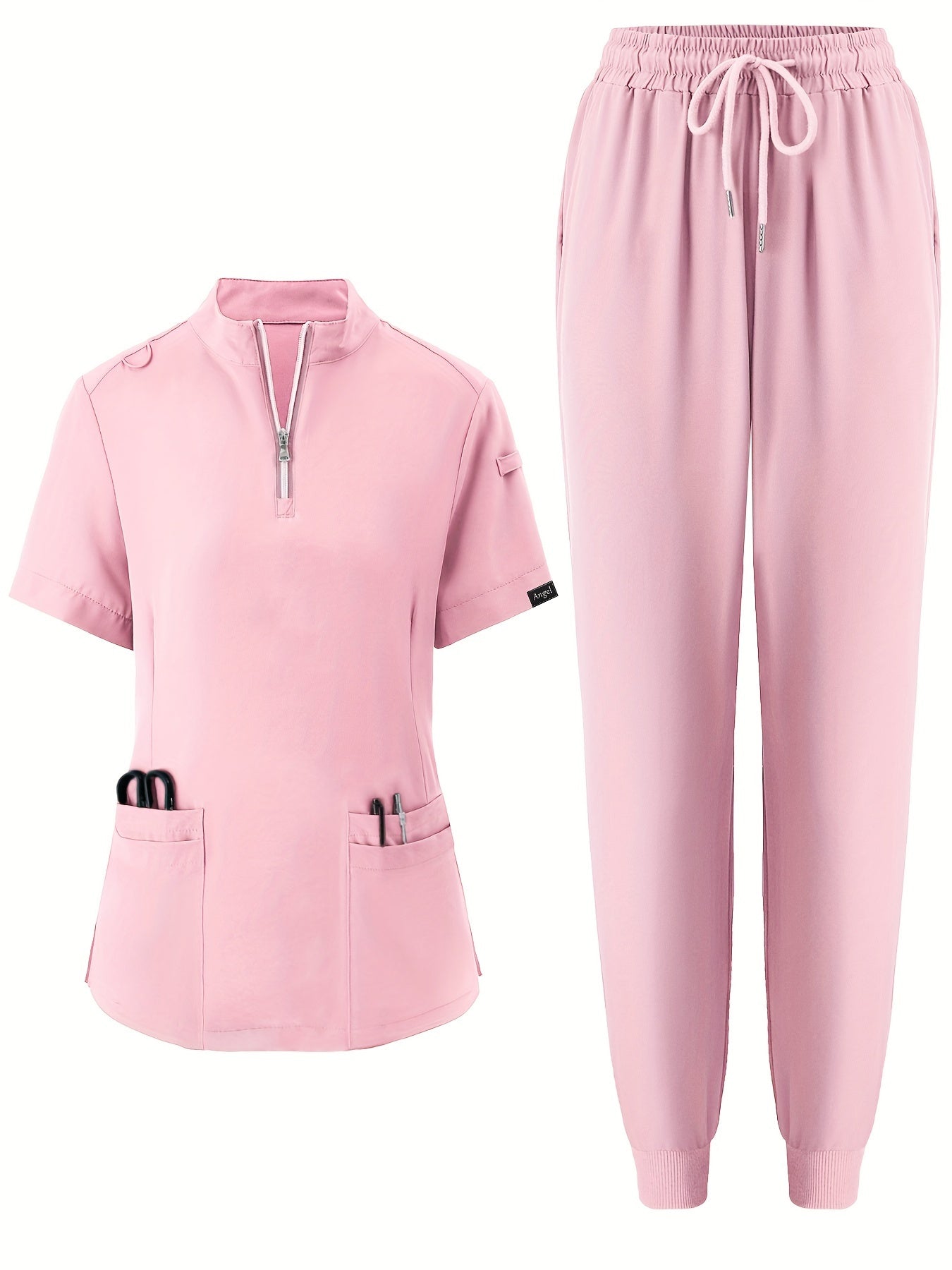 SAASHI Pink Men's Workwear Set - V-Neck Top & Pants Combo