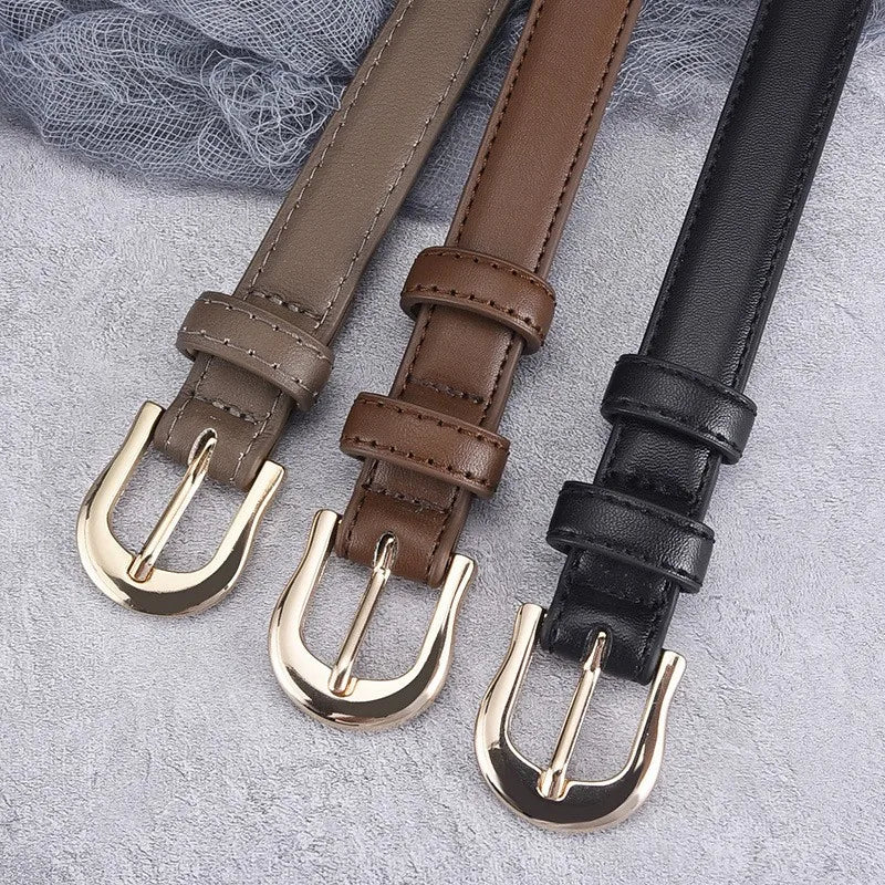 Saashi Women's Summer Brown Fine Matching Western Pants Simple Versatile Designer Belt.