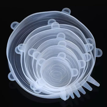 Saashi 6-Pack Reusable Silicone Food Seal Covers Dishwasher Safe Heat Resistant Leakproof.
