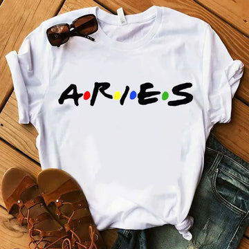 Saashi Zodiac Sign T Shirt for Women Soft Breathable Short Sleeve O Neck Casual Tee
