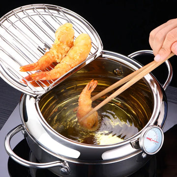 Saashi Japanese Tempura Frying Pot with Thermometer