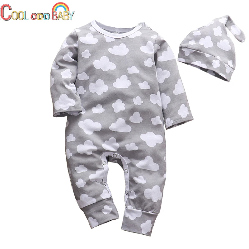 Saashi Cute Cloud Hooded Baby Romper with Hat Set