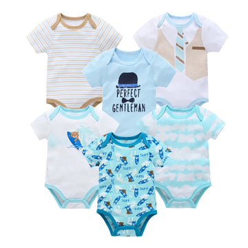 Saashi 3 6 Pcs/lot: Short Sleeve Cotton Newborn Baby Boy Bodysuits