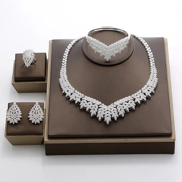 Saashi Noble Micro Pave CZ Jewelry Set - Hadiyana Trendy Dubai Style