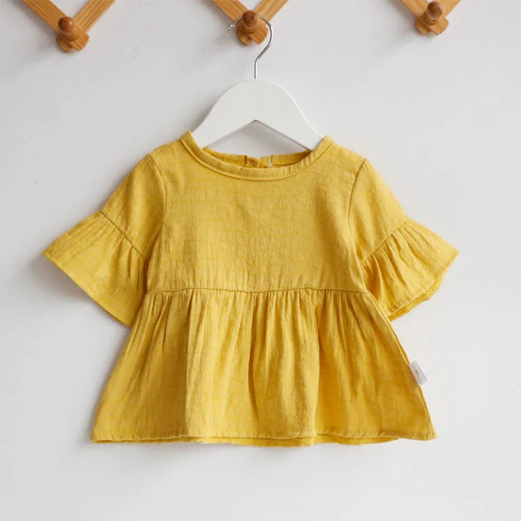 Saashi Girls Flare Sleeve Cotton Top – Casual Short Sleeve Summer Blouse