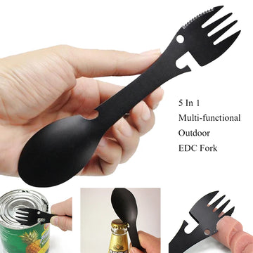Saashi 5-in-1 Camping EDC Multi-Tool: Fork, Knife, Spoon & Opener