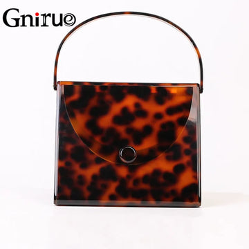 New Fashion Brand Leopard Acrylic Bag Women Classic Tortoise Print Handbags Party Prom Evening Bags Clutches Ladies Wallet