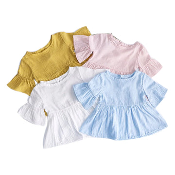 Saashi Girls Flare Sleeve Cotton Top – Casual Short Sleeve Summer Blouse
