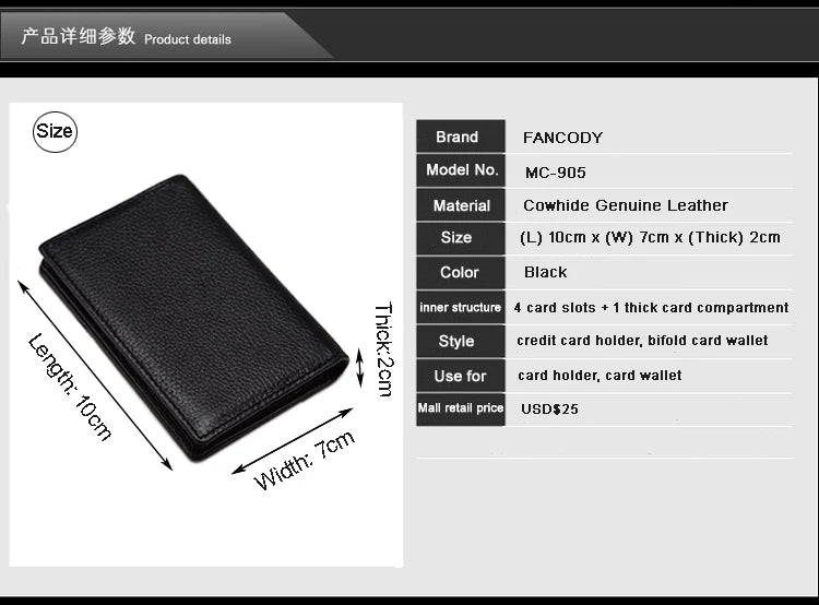 Saashi Luxury Genuine Leather Men Women Credit Card ID Holder Business Organizer.