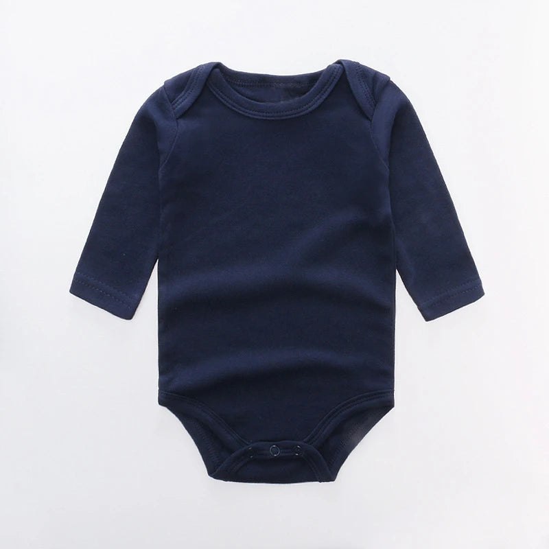 Saashi Solid Color Long Sleeve Cotton Baby Romper Jumpsuit