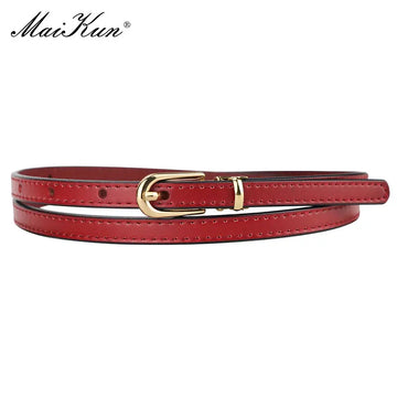 Saashi Women's Maikun Alloy Pin Buckle Genuine Leather Thin Jeans Dress Belt.