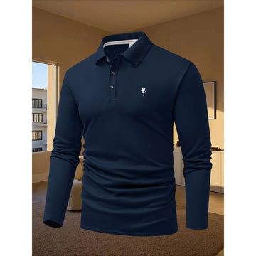 Saashi Men's Spring Autumn Casual Breathable Business Long Sleeve Polo T-Shirt.