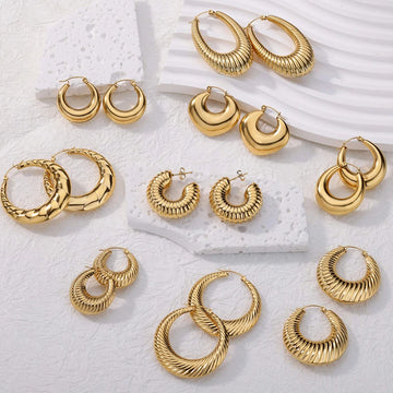 Saashi Gold Stainless Steel Hoop Earrings