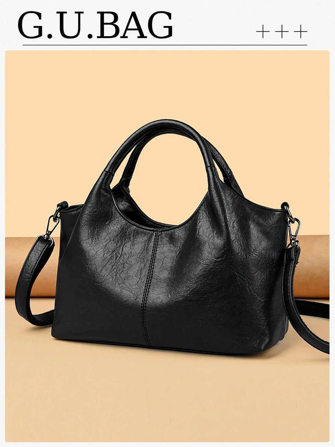 Saashi Black Top-Handle Leather Tote