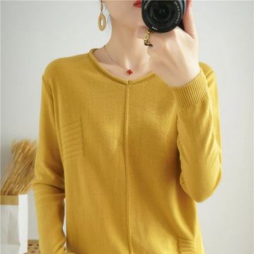 Saashi Cotton V-Neck Casual Pullover