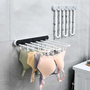 Saashi Multifunction Folding Drying Rack Punch-Free Coat Hanger Underwear Socks Rack Household.