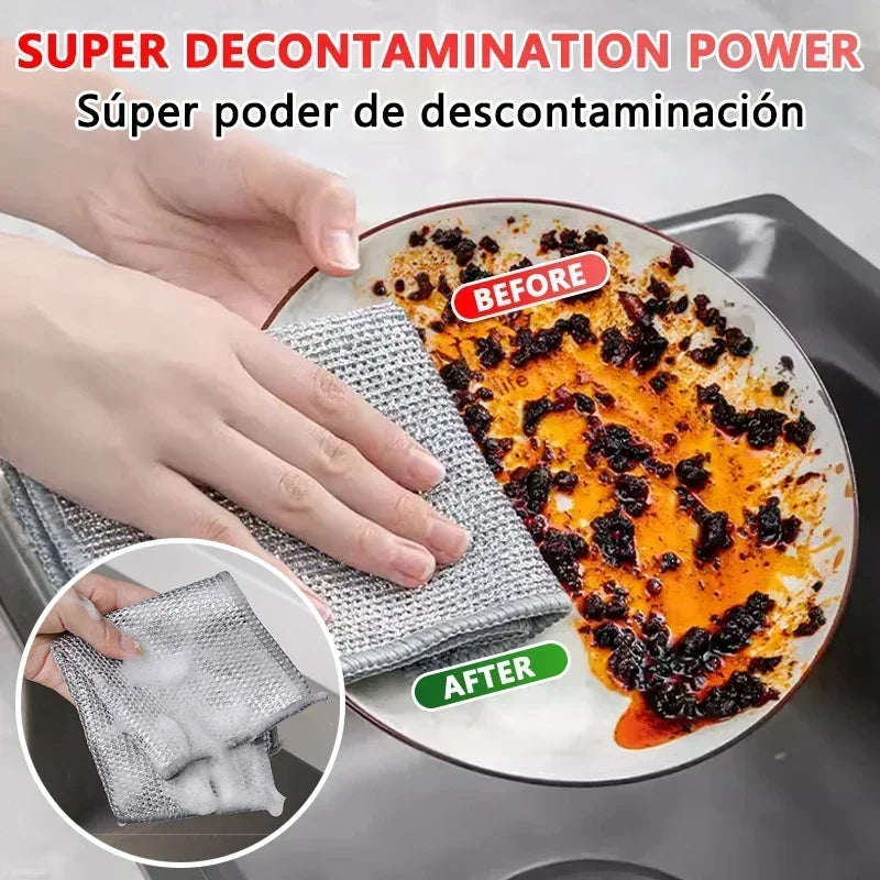Saashi Labor Day Magic Kitchen Cleaning Cloth – Thickened Microfiber Scrub Towel with Built-In Sponge