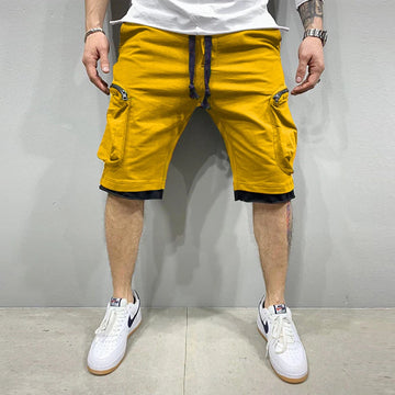 Saashi Mens Summer Cargo Shorts Cotton Workout Fitness Breathable Jogger Training Gyms.