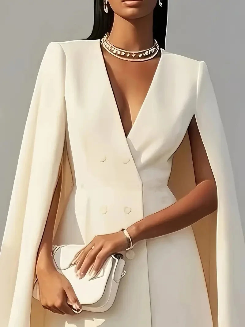 Saashi Double-Breasted Cloak Suit Dress