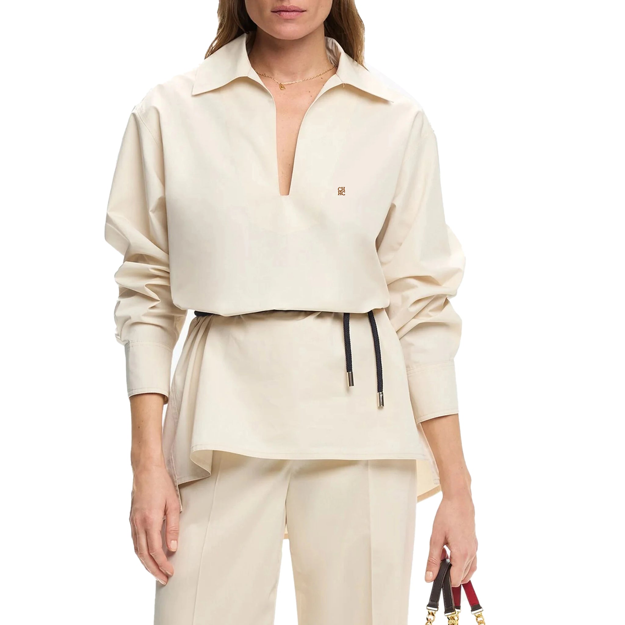 Saashi Women’s Elegant Solid Blouse Casual Long Sleeve V Neck Loose Office Top