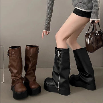 Saashi Wide-Leg Slouchy Long Boots