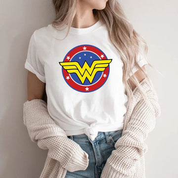 Saashi Wonder Mom Graphic T Shirt for Women Girl Power Feminist Mothers Day Gift Superhero Mama Tee
