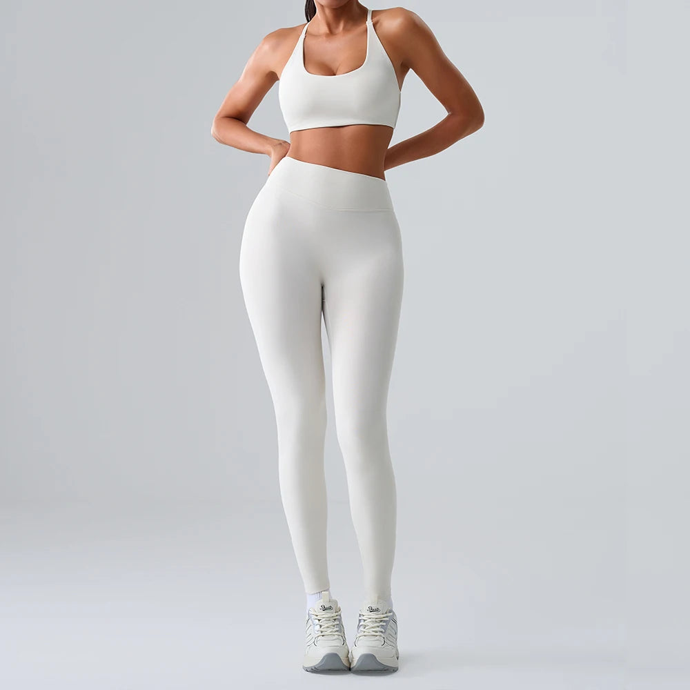 Saashi Women's 2-Piece Fitness Set, Sports Bra and High-Waist Leggings for Yoga